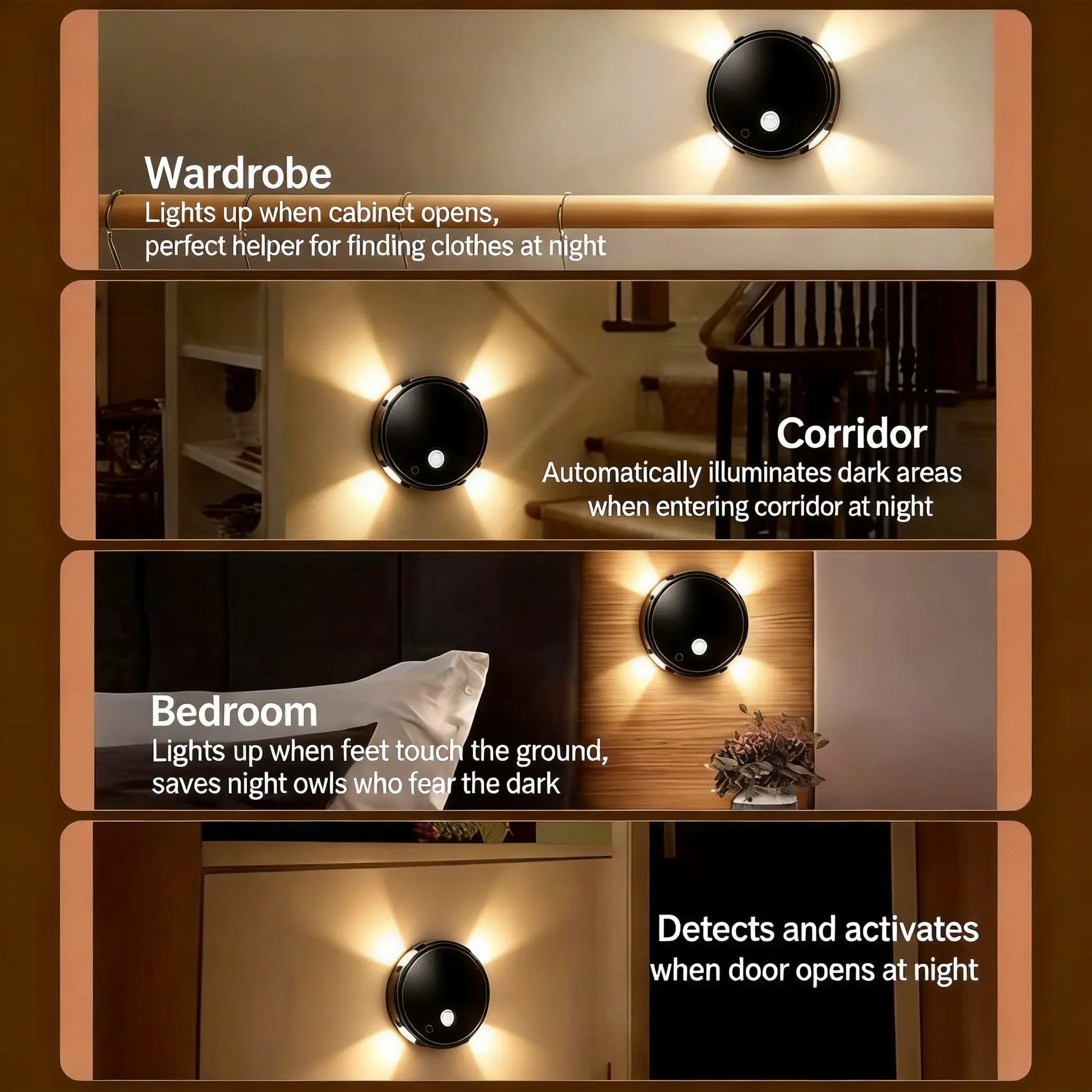 Modern Indoor Motion Sensor Night Light - TYPE-C Rechargeable LED with Ultra-Long Battery Life, 3-Color Temperature, Magnetic Adsorption for Bedroom, Stairway